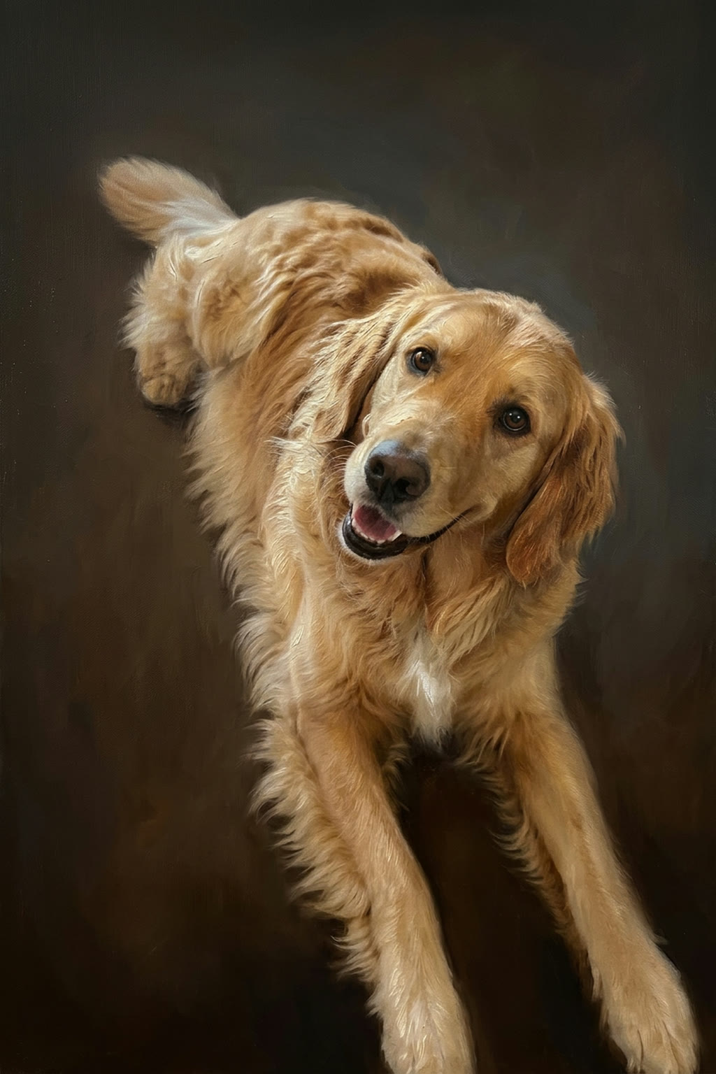 Golden Retriever, painted in oil from the photograph