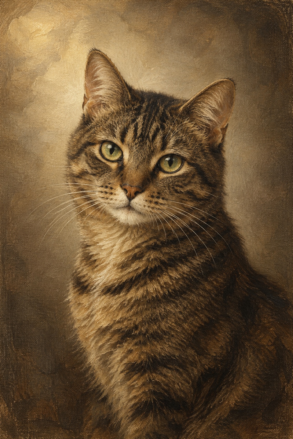 An oil-style tabby cat in the Legacy style