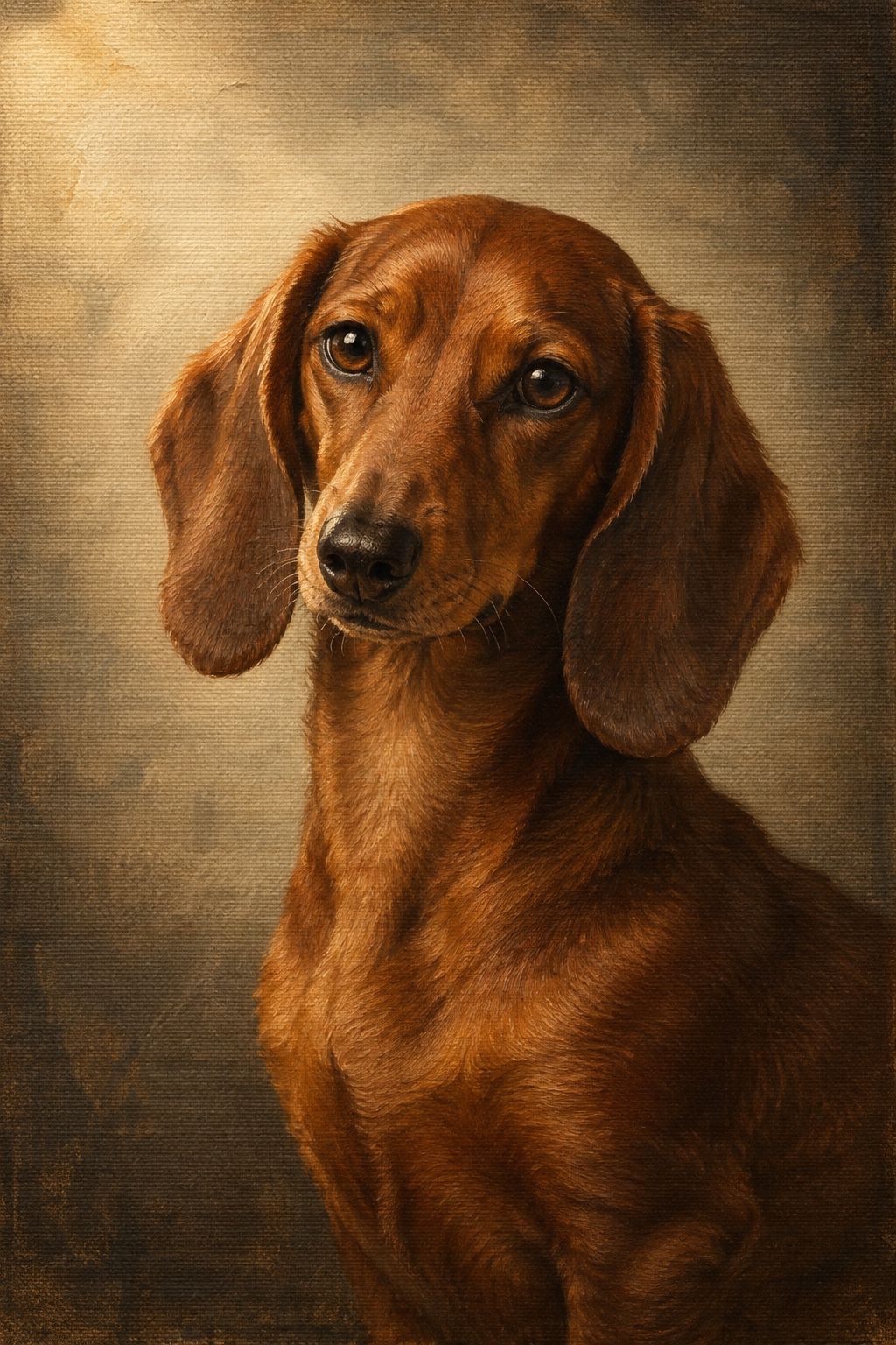 An oil-style dachshund in the Legacy style