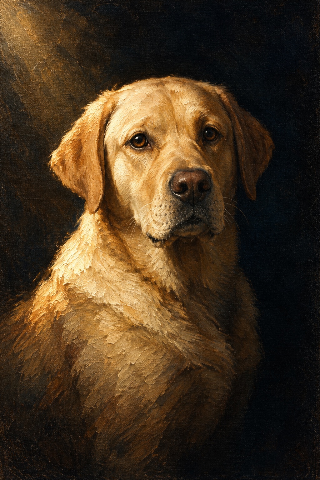 An oil-style labrador in the Midnight style