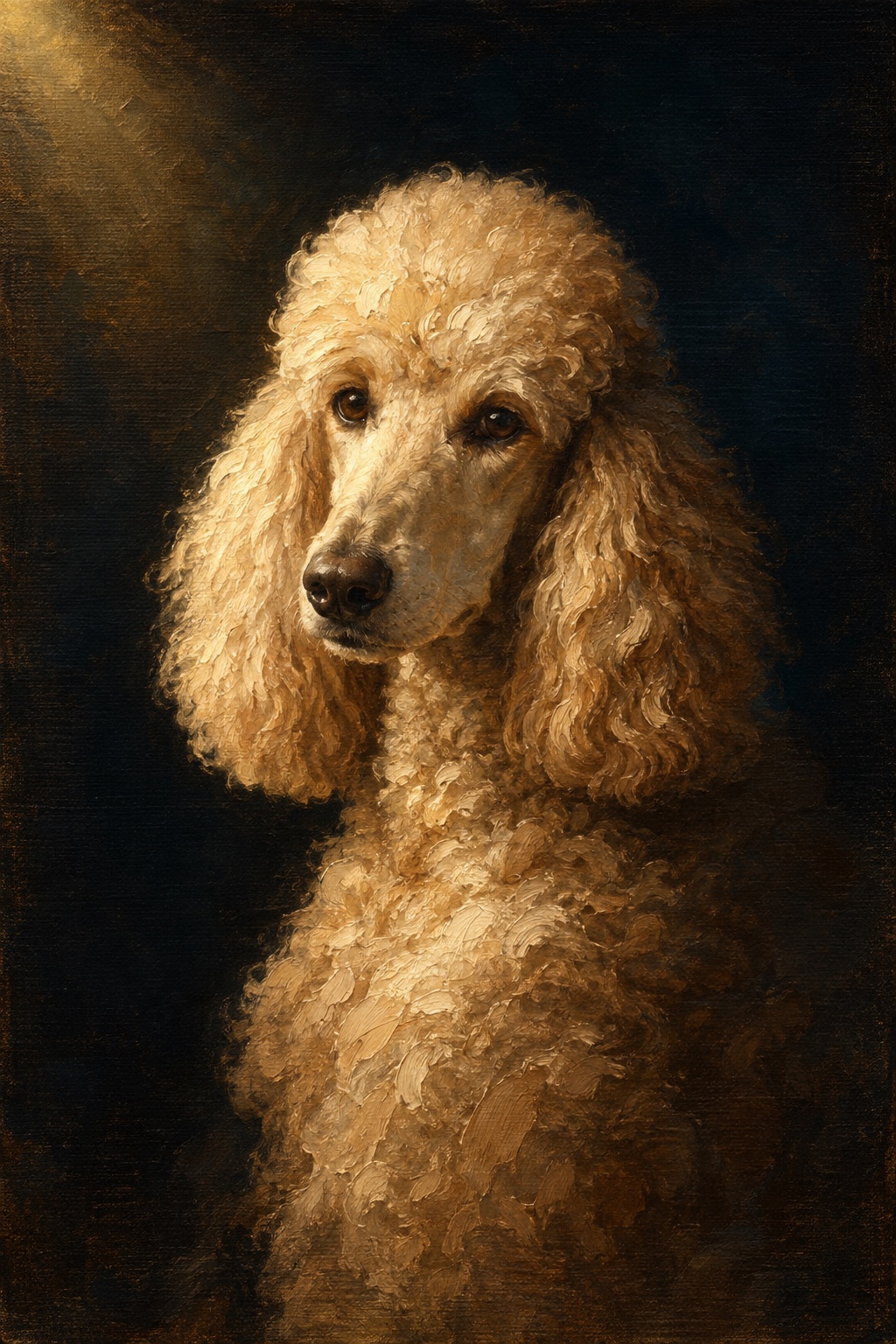 An oil-style poodle in the Midnight style