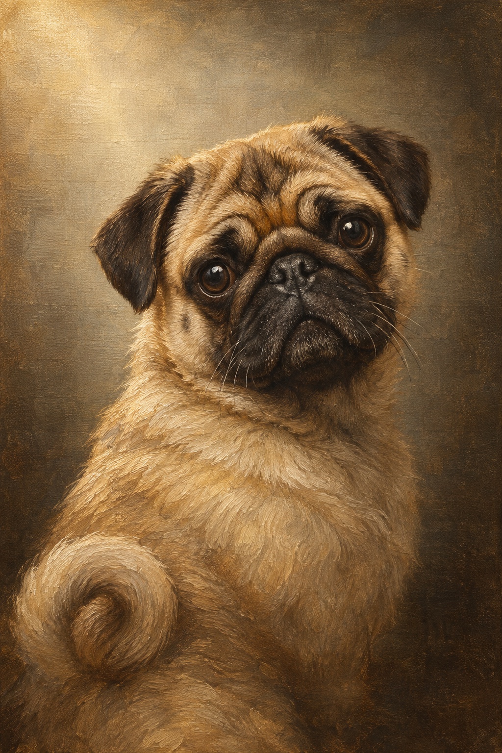An oil-style pug in the Legacy style