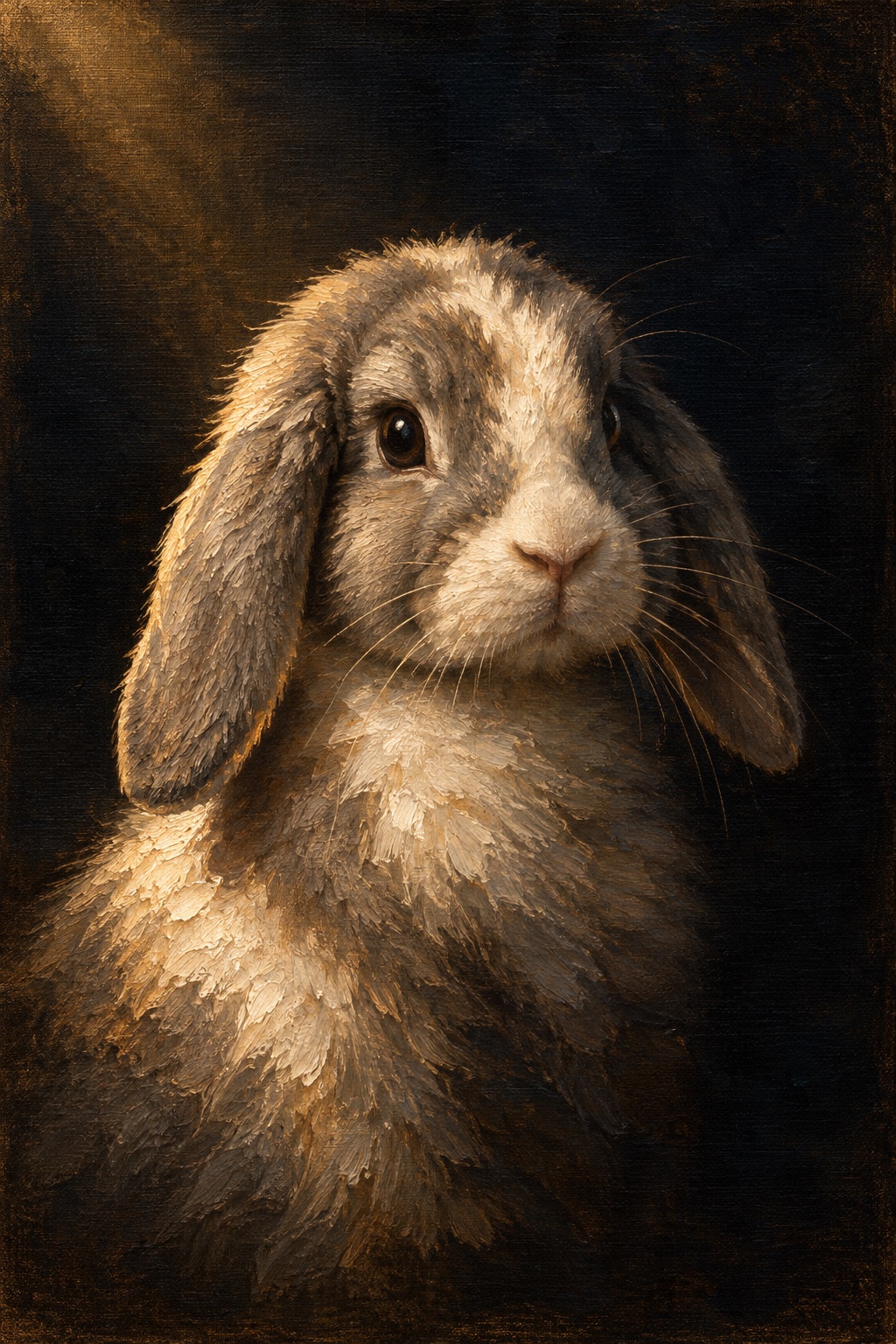 An oil-style rabbit in the Midnight style