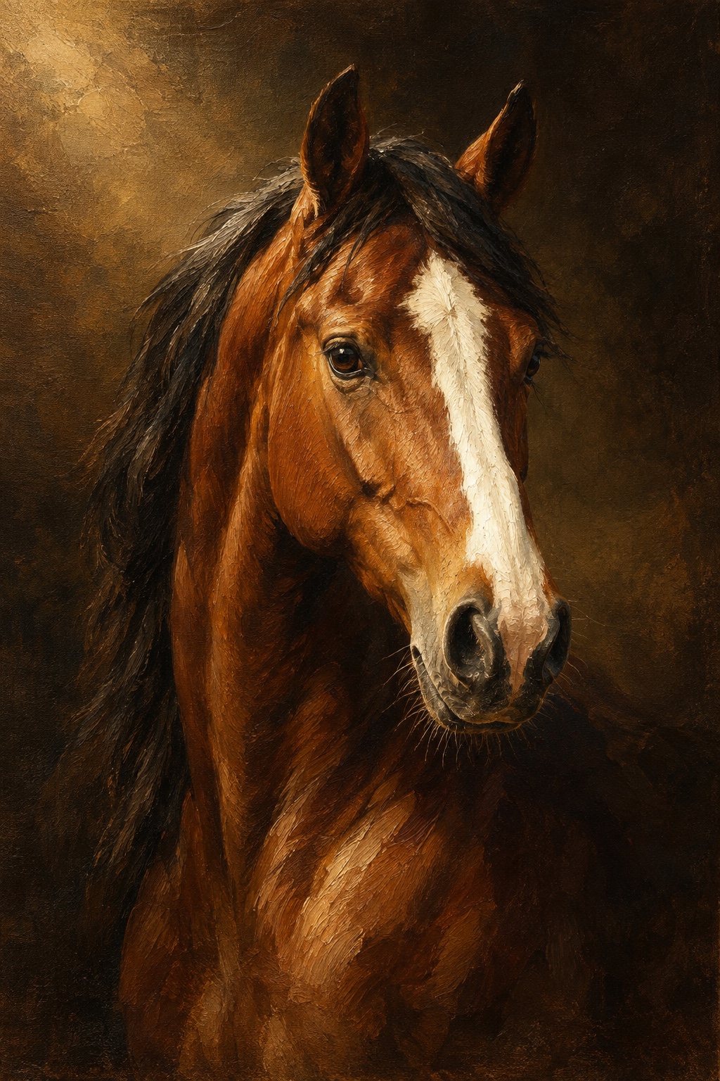 An oil-style memorial portrait of a horse