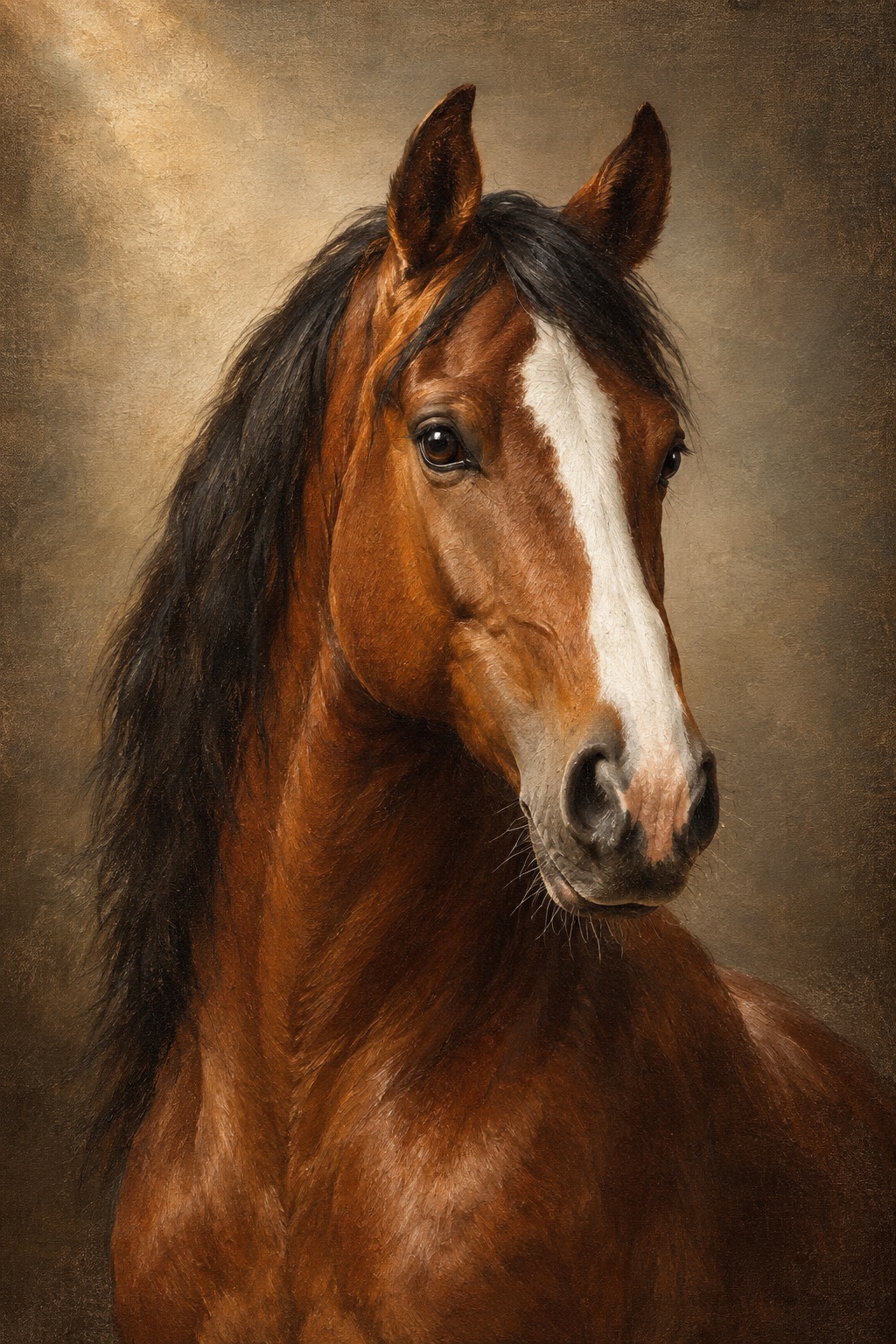 An oil-style memorial portrait of a horse