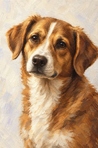 A dog portrait in the Linen style