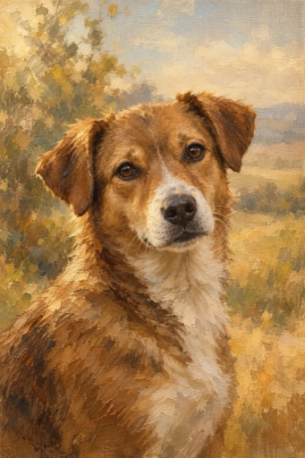 A dog portrait in the Plein Air style